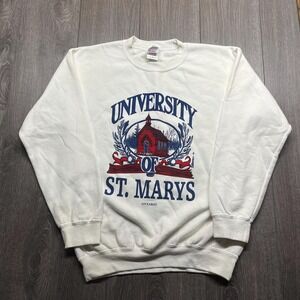 Vintage University Saint Marys Ontario 1990s Sweatshirt Collegiate Medium White
